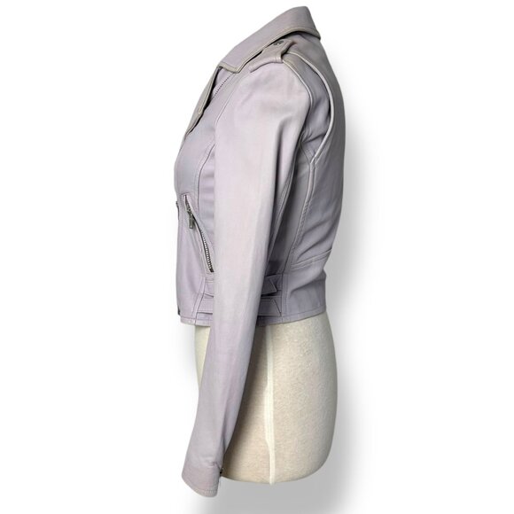 IRO Ashville Motorcycle Jacket Lilac Lavender Lambskin Leather Sz 38/6/S Coat - Picture 5 of 11